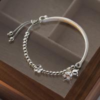 925 Sterling Silver Bangle Bracelet, with 4cm extender chain, Adjustable & fashion jewelry & for woman, nickel, lead & cadmium free, Length:Approx 24 cm, Sold By PC