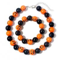 Wood Bracelet and Necklace Pumpkin palladium plated Halloween Jewelry Gift & for woman with nickel Sold By PC