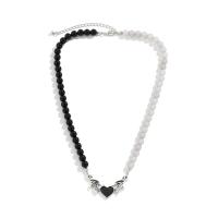 Acrílico collar, con aleación de zinc, con 2.7inch extender cadena, Corazón con alas, chapado en color de platina, estilo punky & para mujer & esmalte, longitud:aproximado 18.8 Inch, Vendido por UD