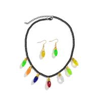 Iron Jewelry Set with Plastic with 2.7inch extender chain Light Bulb painted 2 pieces & Halloween Jewelry Gift & for woman Length Approx 15.7 Inch Sold By Set