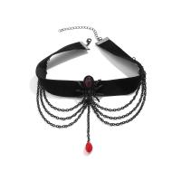 Zinc Alloy Jewelry Set with iron chain & Velveteen & Acrylic Spider plated Halloween Jewelry Gift & for woman Sold By PC
