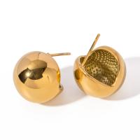 Brincos de garanhão de aço inoxidável, Aço inoxidável 304, joias de moda & para mulher, dourado, 15mm, vendido por par