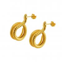 Stainless Steel Stud Earrings 304 Stainless Steel Snake 18K gold plated fashion jewelry & for woman golden Sold By Pair