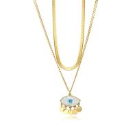 Evil Eye Jewelry Necklace 304 Stainless Steel with White Shell with 2.16inch extender chain 18K gold plated Double Layer & fashion jewelry & for woman golden 19mm Sold Per Approx 15.75 Inch Approx 17.72 Inch Strand