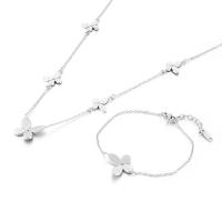 Rhinestone Stainless Steel Jewelry Set, bracelet & necklace, 304 Stainless Steel, Four Leaf Clover, Vacuum Ion Plating, fashion jewelry & different styles for choice & for woman & with rhinestone, more colors for choice, Sold By PC