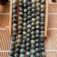 Edelstein Schmuckperlen, schwarze Seide Stein, rund, poliert, DIY & verschiedene Größen vorhanden, grün, verkauft per ca. 38 cm Strang