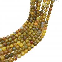 Natural Dragon Veins Agate Beads Round DIY yellow Sold Per Approx 38 cm Strand