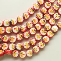 Abalorios de Porcelana, Diseño de Navidad & Bricolaje, Rojo, 12mm, Vendido por UD