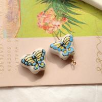 Porcelæn smykker perler, Butterfly, du kan DIY, flere farver til valg, 14x17mm, Solgt af PC