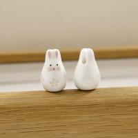 Porcelain Jewelry Beads, Rabbit, hand drawing, DIY, more colors for choice, 21x14mm, Sold By PC