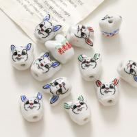 Porcelain Jewelry Beads, Rabbit, hand drawing, random style & DIY, 15x17mm, Sold By PC