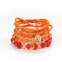 Glass Beads Bracelet with Plastic & Zinc Alloy & Acrylic Butterfly fashion jewelry & Unisex Sold By Set