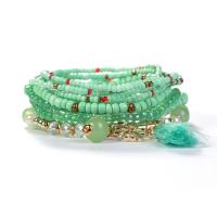 Glas perler armbånd, Glasperler, med Plastic & Zinc Alloy & Akryl, ni stykker & mode smykker & Unisex, flere farver til valg, Solgt af sæt