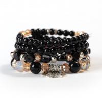 Glass Beads Bracelet with Plastic & Zinc Alloy & Acrylic 4 pieces & fashion jewelry & Unisex Sold By Set