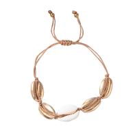 Zinc Alloy Bracelet with Nylon Cord & Shell Shell plated fashion jewelry nickel lead & cadmium free Bracelet diameter 6-8cm Sold By PC