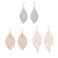 Tibetan Style Drop Earrings, Leaf, plated, fashion jewelry, more colors for choice, nickel, lead & cadmium free, 3Pairs/Set, Sold By Set