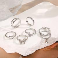 Tibetan Style Ring Set, 7 pieces & fashion jewelry & for woman & with rhinestone, original color, nickel, lead & cadmium free, Sold By Set