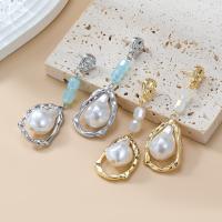 Zinklegierung Ohrstecker, mit Kunststoff Perlen, plattiert, Modeschmuck & für Frau, keine, frei von Nickel, Blei & Kadmium, 65x23mm, verkauft von Paar