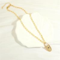 Messing Halskette, mit Verlängerungskettchen von 5cm, Türschloss, Modeschmuck & für Frau & mit Strass, Goldfarbe, frei von Nickel, Blei & Kadmium, Länge:ca. 40 cm, verkauft von PC
