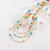 Edelstahl Schmuck Halskette, 304 Edelstahl, mit Naturstein & Natürliche kultivierte Süßwasserperlen & Kristall, plattiert, verschiedene Stile für Wahl & für Frau, farbenfroh, verkauft von PC