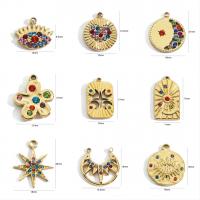 Stainless Steel Pendants, 304 Stainless Steel, plated, DIY & different styles for choice & micro pave cubic zirconia, golden, Sold By PC