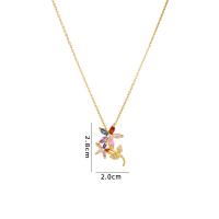 Cubic Zircon Micro Pave Brass Necklace with 304 Stainless Steel with 5CM extender chain Flower Vacuum Ion Plating micro pave cubic zirconia & for woman Length Approx 40 cm Sold By PC