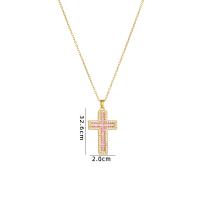 Cubic Zircon Micro Pave Brass Necklace with 304 Stainless Steel with 5CM extender chain Cross Vacuum Ion Plating micro pave cubic zirconia & for woman Length Approx 40 cm Sold By PC