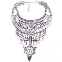 aleación de zinc collar, chapado en color de plata antigua, Vintage & para mujer & con diamantes de imitación, longitud:aproximado 16.9 Inch, Vendido por UD
