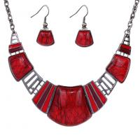 Zinc Alloy Jewelry Set earring & necklace with Resin with 2inch extender chain plated 2 pieces & Bohemian style & for woman Length Approx 17.7 Inch Sold By Set
