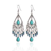 Zinc Alloy Tassel Earring Teardrop plated vintage & Bohemian style & for woman & with rhinestone Sold By Pair
