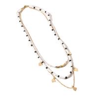 Naturstein Halskette, mit Polymer Ton & Kunststoff Perlen, goldfarben plattiert, verschiedene Stile für Wahl & für Frau & mit Strass, Länge ca. 16-19.7 ZollInch, verkauft von PC