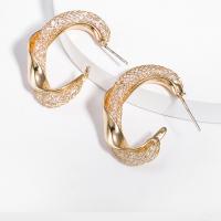 alliage de zinc boucle d oreille dormeuse, Placage de couleur d'or, styles différents pour le choix & pour femme & avec strass, Vendu par paire