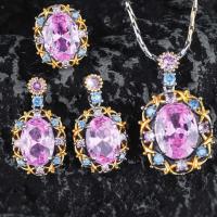 metal Conjunto de joya, chapado, diferentes estilos para la opción & para mujer & con diamantes de imitación, Vendido por UD
