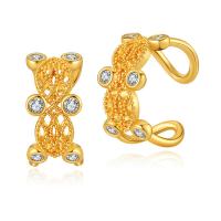 Fashion Earring Cuff and Wraps, Brass, 18K gold plated, fashion jewelry & micro pave cubic zirconia & for woman, golden, nickel, lead & cadmium free, 12x6mm, Sold By Pair