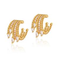 Fashion Earring Cuff and Wraps Brass gold color plated fashion jewelry & micro pave cubic zirconia & for woman golden nickel lead & cadmium free Sold By Pair