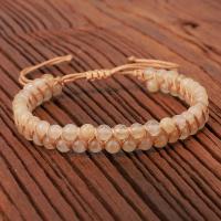 Quartz Bracelets Citrine with Wax Cord handmade Double Layer & Adjustable & Unisex Length Approx 5.9-11.81 Inch Sold By PC