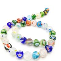 Millefiori Scheibe Lampwork Perlen, Millefiori Lampwork, rund, DIY & verschiedene Größen vorhanden, gemischte Farben, verkauft per ca. 36 cm Strang
