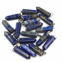 Natural Lapis Lazuli Pendants with 304 Stainless Steel Conical DIY dark blue Sold By PC