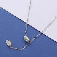 Titanium Steel Necklace, with 5CM extender chain, polished, for woman, 11x7.10mm, Length:Approx 40 cm, Sold By PC