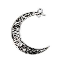 Tibetan Style Moon Pendants, antique silver color plated, DIY & double-hole & hollow, nickel, lead & cadmium free, 30x40mm, Sold By PC