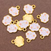 Tibetan Style Enamel Pendants, Cloud, gold color plated, DIY, white, 12x14x2mm, Sold By PC