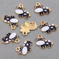 Tibetan Style Enamel Pendants, Cow, gold color plated, DIY, more colors for choice, 20x18x3mm, Sold By PC