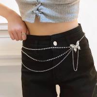 Body Chain Jewelry, Aluminum, Butterfly, plated, fashion jewelry, silver color, nickel, lead & cadmium free, Length:105 cm, Sold By PC