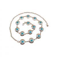 Body Chain Jewelry, Aluminum, with turquoise, Round, plated, fashion jewelry, more colors for choice, nickel, lead & cadmium free, Length:120 cm, Sold By PC