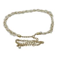 Body Chain Smycken, Aluminium, med ABS plast pärla, Rund, plated, mode smycken, gyllene, nickel, bly och kadmium gratis, Säljs av PC
