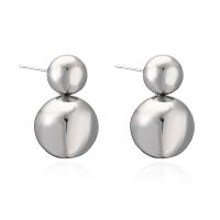 Brass Stud Earring Round plated fashion jewelry nickel lead & cadmium free Sold By Pair
