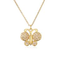 Cubic Zircon Micro Pave Brass Necklace, with 5cm extender chain, Butterfly, plated, fashion jewelry & different designs for choice & micro pave cubic zirconia, gold, nickel, lead & cadmium free, Length:45 cm, Sold By PC