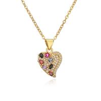 Cubic Zirconia Micro Pave Brass Earring with 5cm extender chain Heart plated fashion jewelry & micro pave cubic zirconia gold nickel lead & cadmium free Length 45 cm Sold By PC