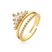 Kubisk Circonia Micro bane messing Ring, Crown, forgyldt, mode smykker & forskellige design til valg & Micro Pave cubic zirconia, flere farver til valg, nikkel, bly & cadmium fri, Ring inner diameter:17 ~19mm, Solgt af PC