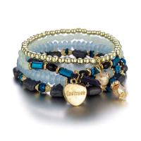 Glas perler armbånd, Glasperler, med Plastic & Zinc Alloy & Akryl, 4 stykker & mode smykker & Unisex, flere farver til valg, nikkel, bly & cadmium fri, Solgt af sæt